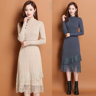 Váy Đầm Len Nữ Dáng Dài Chữ A Cổ Lọ Mùa Đông Đẹp - Hàng nhập Quảng Châu