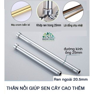 Thanh nối sen cây RICHTREE giúp tăng chiều cao sen cây tắm đứng lên 300mm, chất liệu lõi đồng mạ crom sáng bóng