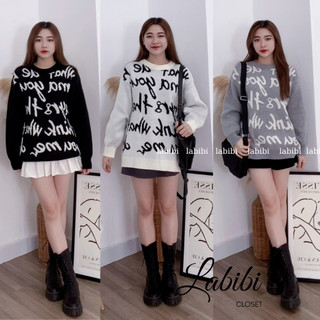 Áo Len Sweater Họa Tiết Full Chữ Tay Dài Cổ Tròn Chất Len Dày Dặn Nam Nữ Đều Mặc Được, Labibi