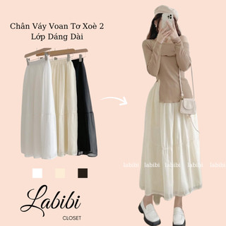 Chân Váy Voan Tơ Xoè 2 Lớp Dáng Dài Bồng Bềnh Nhẹ Nhàng Hàn Quốc, Labibi