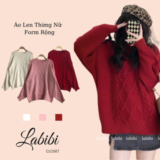 Áo Len Thừng Nữ Dài Tay Form Rộng Chất Len Dày Mịn Phù Hợp Đi Chơi Giáng Sinh, Noel,Tết , Labibi