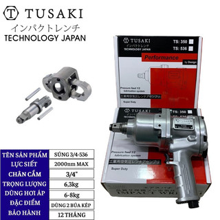 Súng siết bulong 3/4", máy mở bulong ts-536 bằng hơi khí nén tusaki- japan