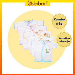 Áo sơ sinh babiboo áo sơ sinh cotton mềm mại, viền màu đáng yêu - bb08