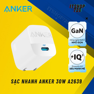 Củ sạc ANKER 313 GEN 2 30W 1 cổng USB-C PiQ 3.0 tích hợp PD/PPS - A2639  Full box tem - Bảo hành 12 tháng