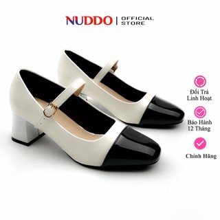 Giày Búp Bê Marry Jane Nữ Cao Gót 5p, Guốc Lolita Đế Vuông Kiểu Dáng Công Chúa NUDDO N401V