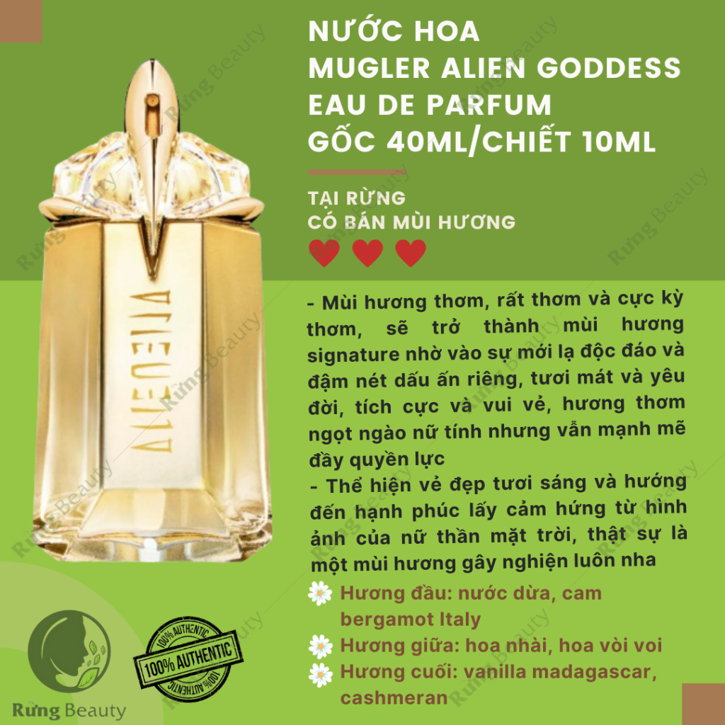 NƯỚC HOA NƯỚC HOA MUGLER ALIEN GODDESS EAU DE PARFUM GỐC 40ML/CHIẾT 10ML