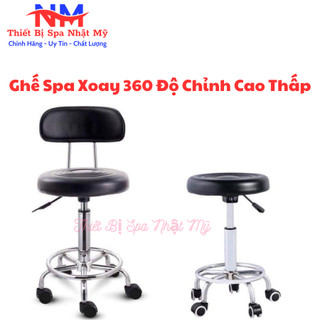 Ghế ngồi xoay 360 độ nâng hạ i ghế có tựa lưng cho spa, phun xăm, nối mi, nail