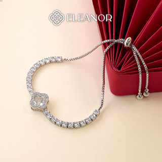 Vòng tay nữ dây rút Eleanor Accessories hình cỏ 4 lá đính đá phụ kiện trang sức lắc tay 7209