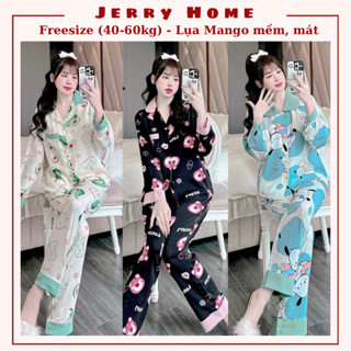 Đồ Bộ Freesize 40-60kg, Pijama Mặc Nhà Tay Dài Quần Dài Chất Liệu Mango