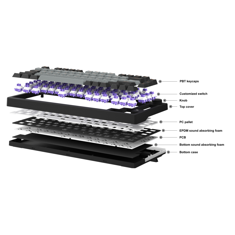 Bàn phím cơ Dareu EK75 PRO - BLACK GOLDEN Firely/Dream Switch RGB -Chính hãng