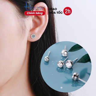 Khuyên tai bạc 925 bông tai nụ đá lấp lánh nam nữ unisex - B2542 - Bảo Ngọc Jewelry