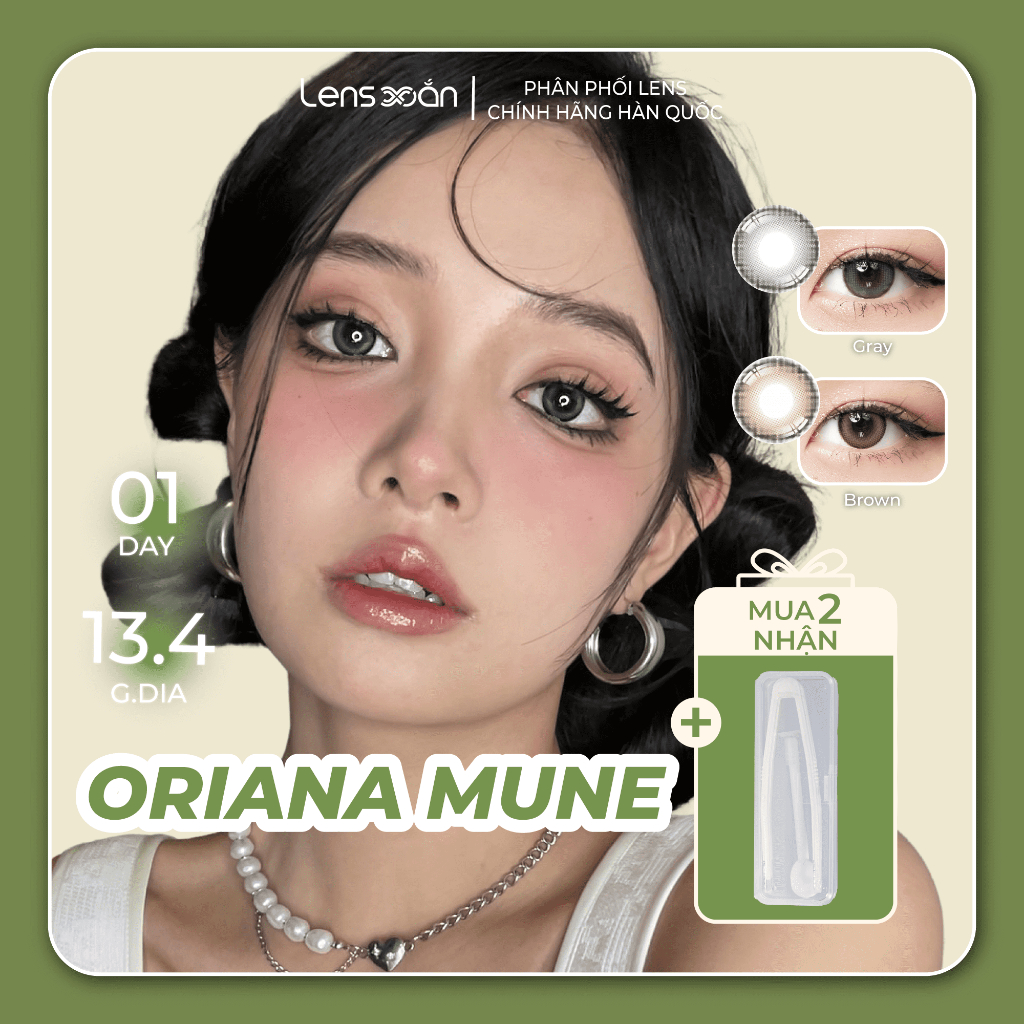 Kính áp tròng cận 1 ngày LENS XOẮN lens tự nhiên có viền tròn mắt sáng rõ hàn quốc ISHA ORIANA MUNE