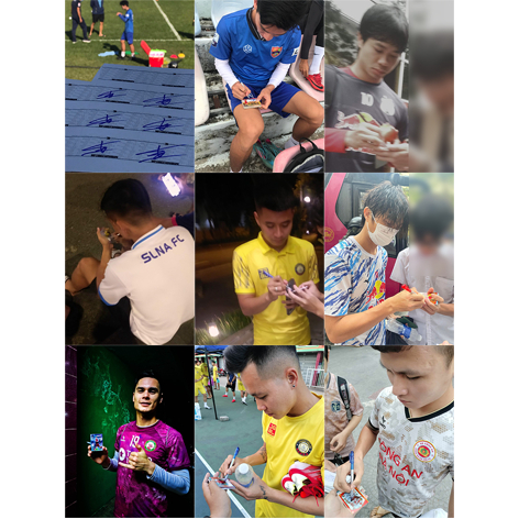 Hộp thẻ CHỮ KÝ TAY cầu thủ bóng đá VLeague 2023 | 1 CHỮ KÝ CẦU THỦ + 8 thẻ