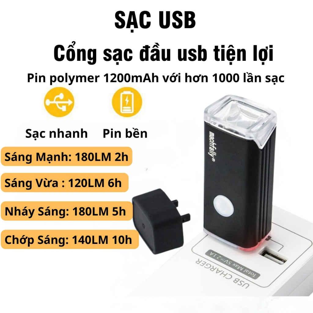 Đèn Xe Đạp PEDAN Đèn Led Xe Đạp Nhiều Chế Độ Sáng Chống Nước, Đèn Xe Đạp Siêu Sáng Có Sạc USB Tiện Lợi