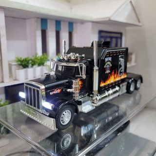 Mô hình xe đầu kéo Mỹ tỷ lệ 1/24 bằng hợp kim có đèn và chạy cót