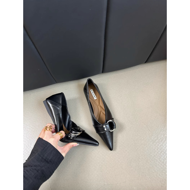 [ORDER] ~ AII GUIFEI Giày Nữ Thời Trang Mũi Nhọn Khóa Kim Loại, Giày Búp Bê Đế Mềm Thoải Mái 2024 (G