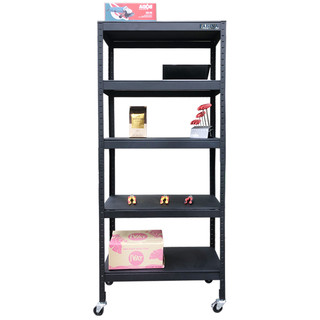 Kệ 5 tầng tấm thép 81cm có bánh xe màu đen fabina