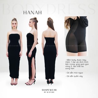 HANAH - Đầm Body Suông Thun Gân Cúp Ngực Xẻ Tà Dáng Dài - Váy Body Siết Eo Shapewear Bodydress WSTORE - Đầm Sexy Bigsize