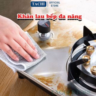 Khăn lau đa năng nhà bếp kiêm giẻ rửa bát TACHI STORE kích thước 20x20 cm lthiết kệ dạng lưới thép cọ xoong nồi chén