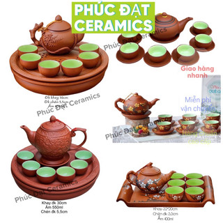 Bộ ấm chén pha trà gốm đỏ đất tử sa Bát Tràng Bộ ấm trà đẹp giá rẻ Decor trang trí