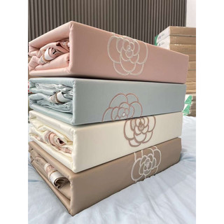 Set Chăn Ga Gối Lụa Thêu Hoa Channl Cao Cấp (set 4 món )