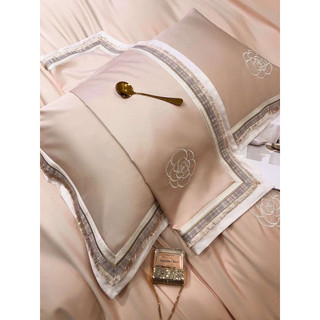 Set Chăn Ga Gối Lụa Thêu Hoa Channl Cao Cấp (set 4 món )