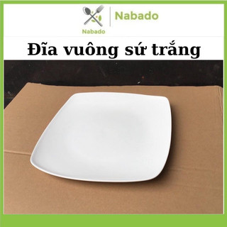 Đĩa vuông sứ trơn Dĩa gốm sứ trắng chịu nhiệt cao cấp