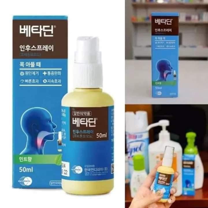 Chai xịt họng BETADINE THROAT SPRAY MINT FLAVOUR - Nội địa HÀN QUỐC. Chai 50ml
