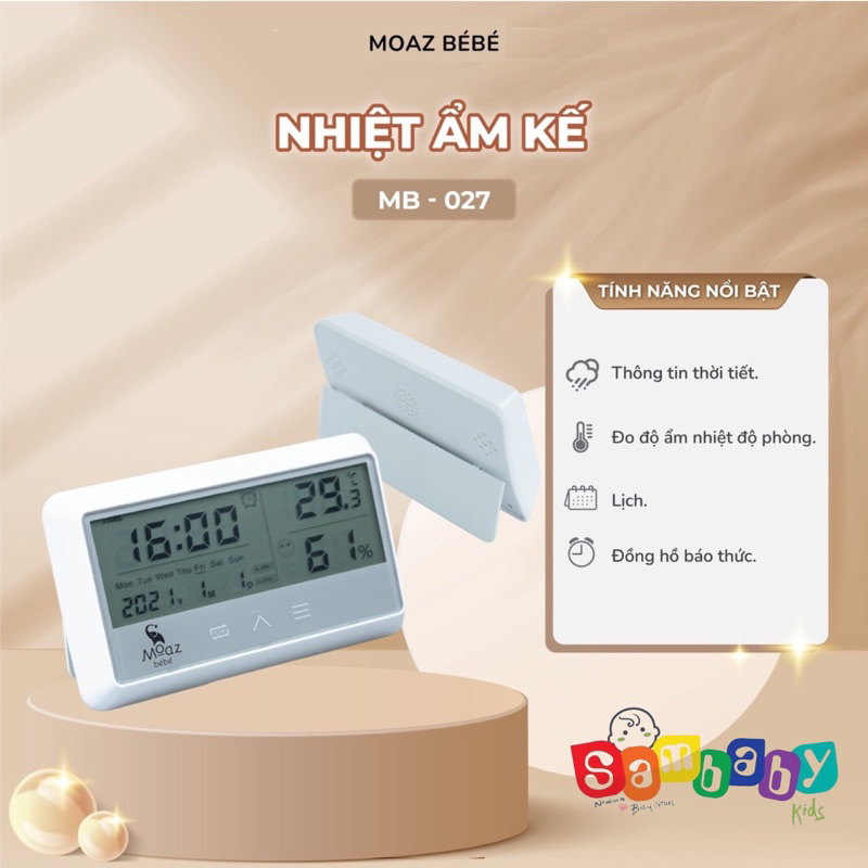 Nhiệt kế đo độ ẩm và nhiệt độ Moaz Bebe MB027