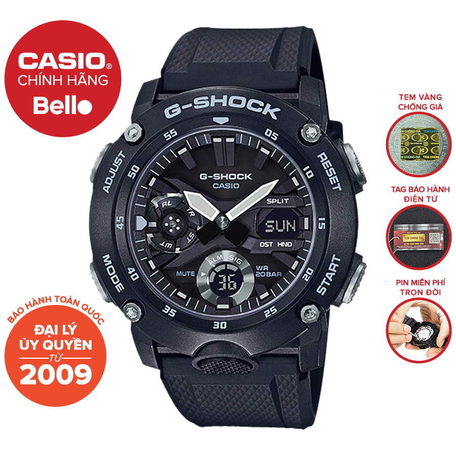 Đồng hồ Nam Dây Nhựa Casio G-Shock GA-2000S-1A chính hãng bảo hành 5 năm Pin trọn đời