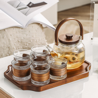  Bộ ấm trà thủy tinh borosilicat chịu nhiệt cao nắp gỗ. Bộ bình trà thủy tinh có bán lẻ 