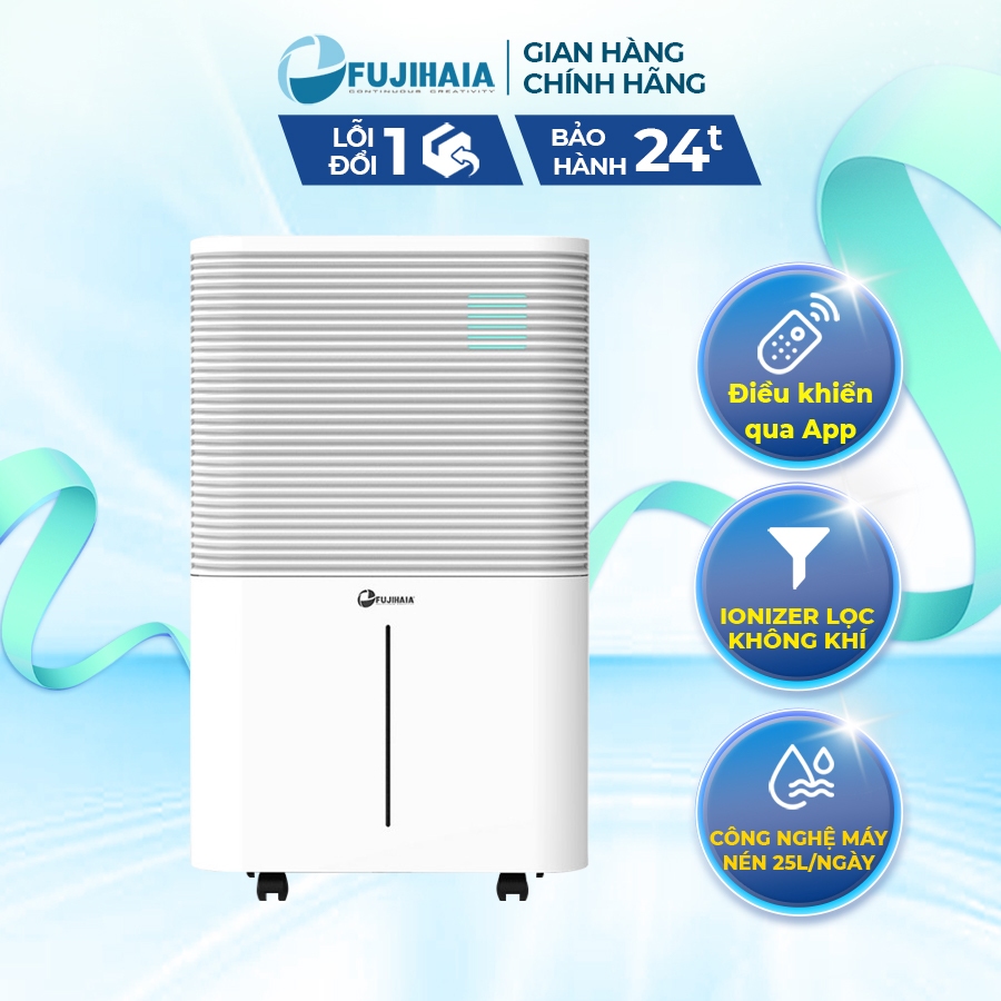 Máy hút ẩm dùng block, nhập khẩu FUJIHAIA DH25W kết nối wifi -Hút ẩm 25 lít/ ngày -Bảo hành 24 tháng