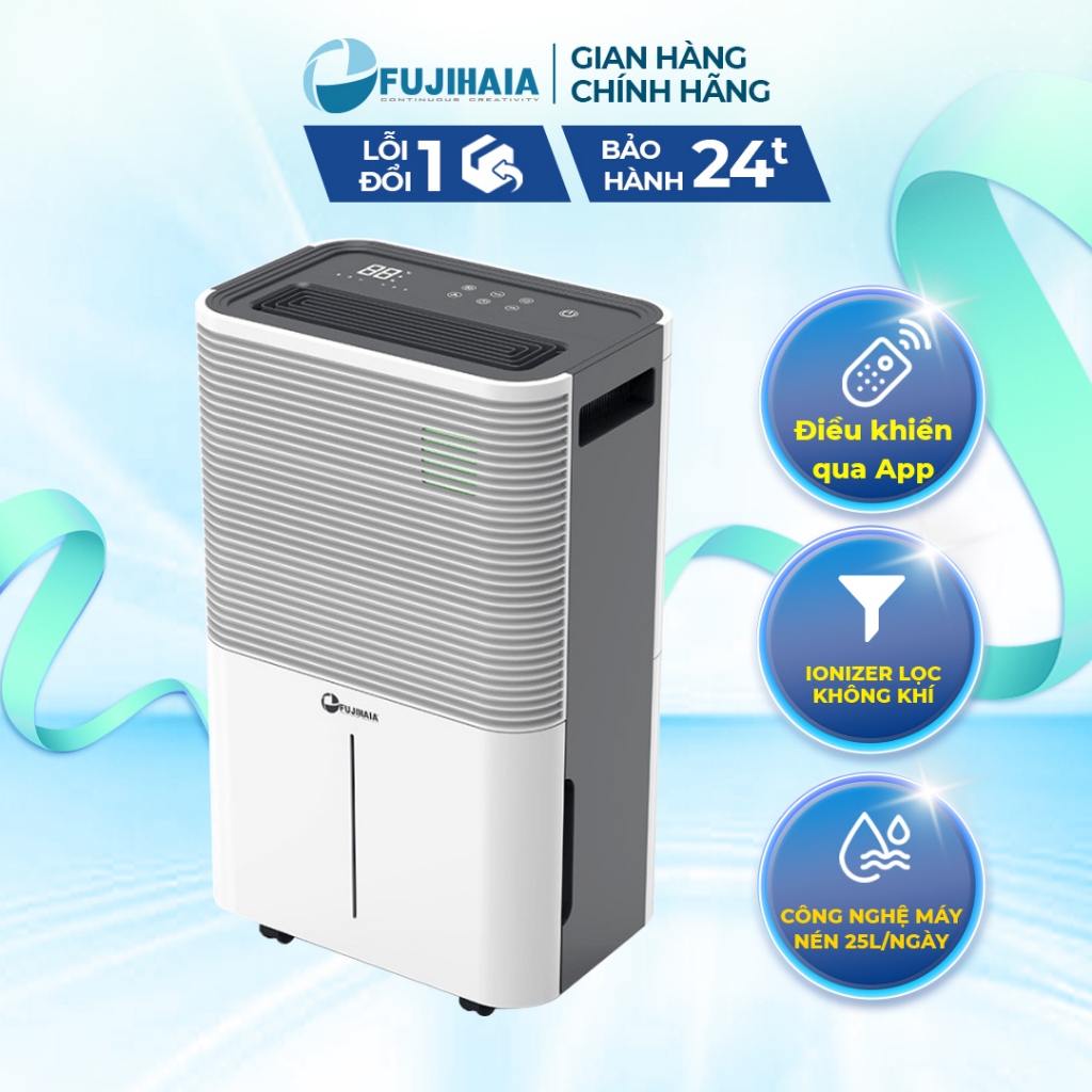 Máy hút ẩm công nghệ máy nén FUJIHAIA DH25W Công suất 25L/ngày-Ionizer lọc không khí -Điều khiển app