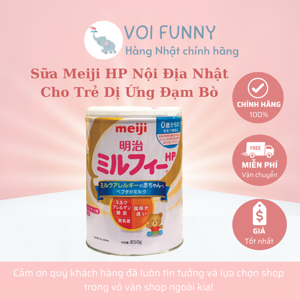 [CHÍNH HÃNG] - [MẪU MỚI NHẤT] Sữa dinh dưỡng Meiji HP Nội Địa Nhật Cho Trẻ Dị Ứng Đạm Bò 800g date 2027