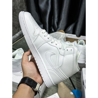 Giày Sneaker Air Jd 1 Mid Triple White LikeAuth