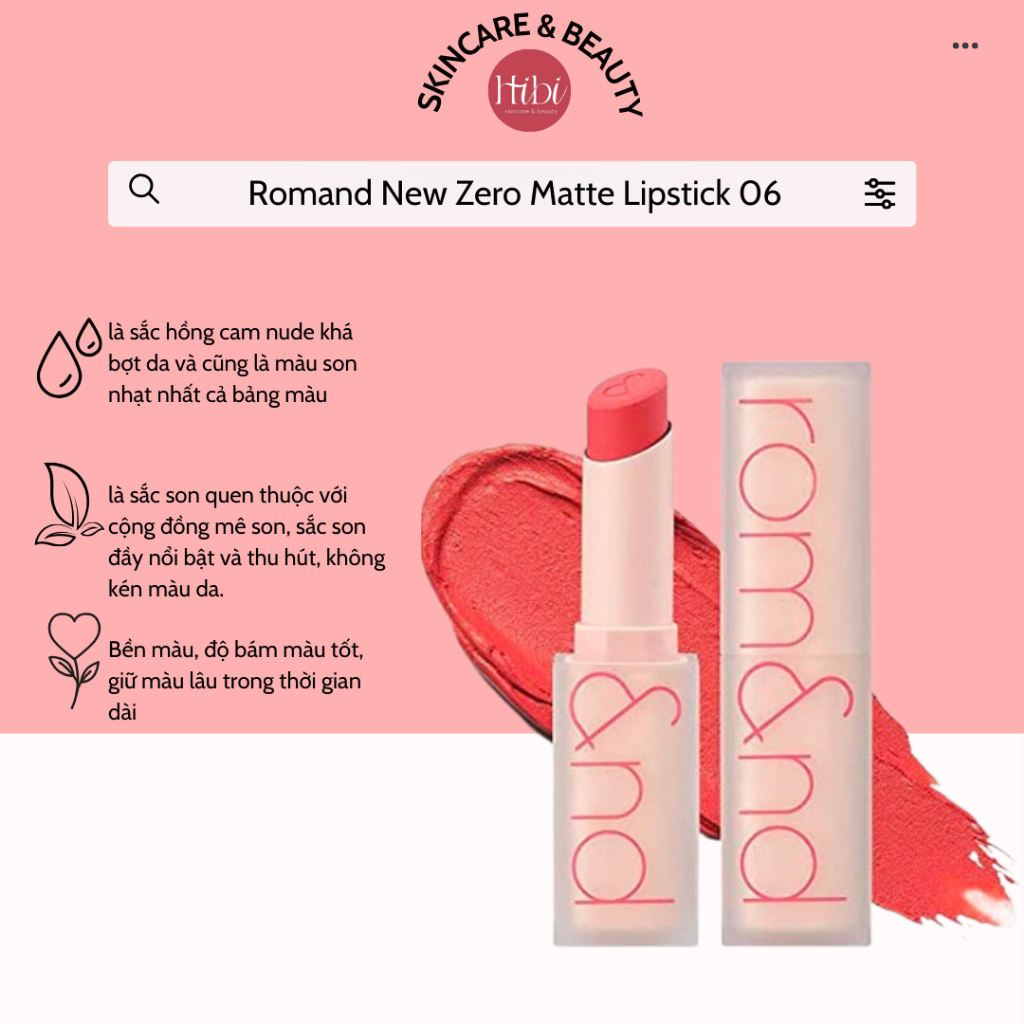 Son Thỏi Siêu Mịn Romand Zero Matte Lipstick (06 Awesome)