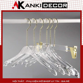 [COMBO 10] Móc treo quần áo mica, Mắc treo quần áo, móc nhựa trong suốt treo quần áo, móc áo mika Anki Decor