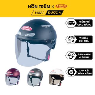 Mũ bảo hiểm nửa đầu ANDES có kính che hết mặt 126K dành cho nam và nữ đi xe máy size đầu 54-57cm