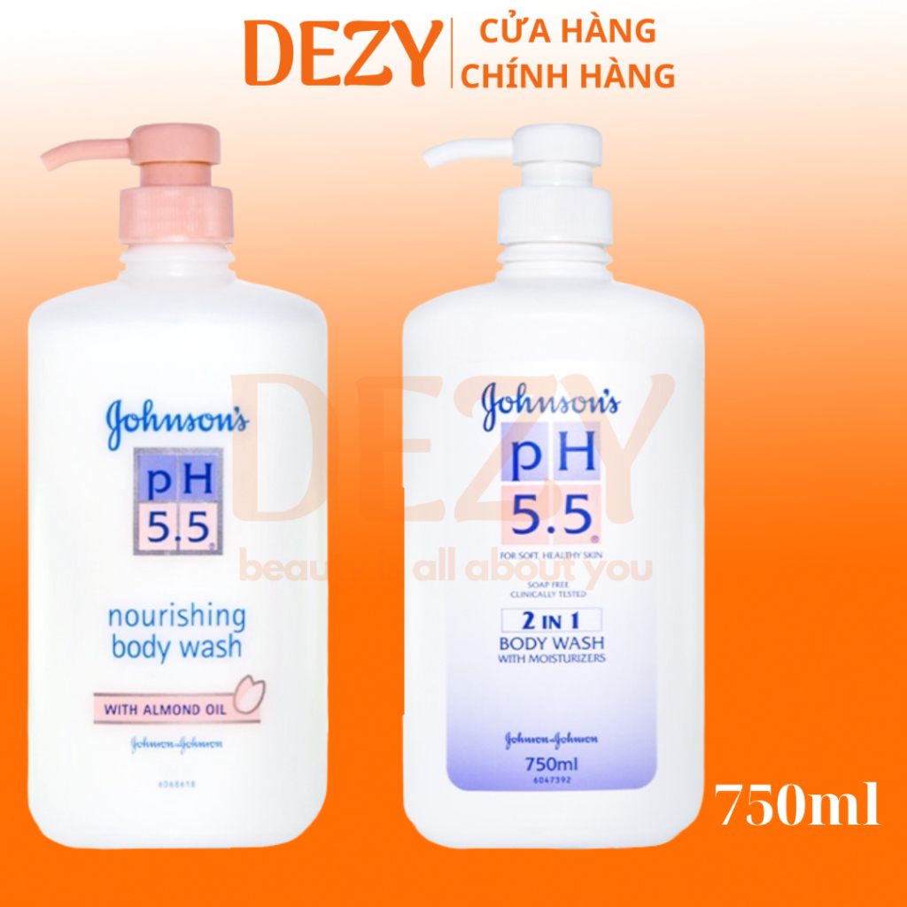 Sữa Tắm Johnson Adult 2 Trong 1 Cấp Ẩm & Hạnh Nhân Cho Người Lớn 750ml pH 5.5 Nourishing Body Wash With Almond Oil Dezy