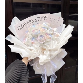 Bó Hoa 18 Bông Hồng Sáp thơm Loang màu & Mix hoa khô babi làm Quà Tặng Người Yêu, Sinh Nhật, Tốt Nghiệp, Hoa ngày 8/3,