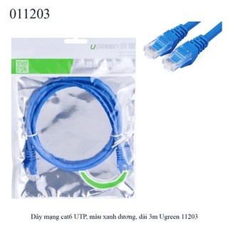 Dây mạng cat6 UTP, màu xanh dương, dài 3m Ugreen 11203