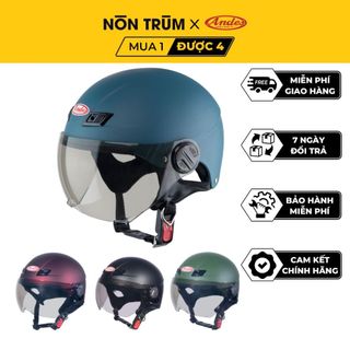 Mũ bảo hiểm nửa đầu ANDES có kính che mặt 109K đi xe máy size từ 58-60cm
