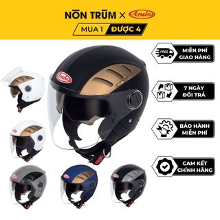 Mũ bảo hiểm 3/4 Andes 219C có 2 kính dành cho nam nữ đi xe máy