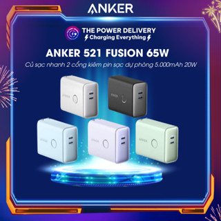  Củ sạc nhanh 2 cổng ANKER 521 45W A1626  PowerCore Fusion  kiêm pin sạc dự phòng 5.000mAh 20W nhỏ gọn tiện lợi 