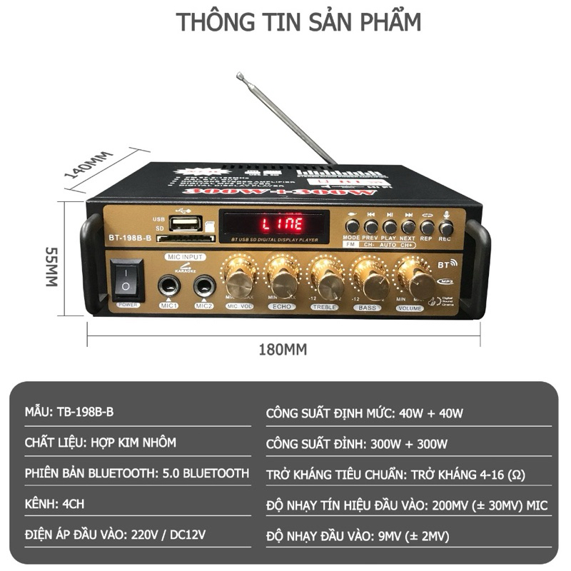 【Giá rẻ】Ampli Mini Loa Amly Bluetooth Cao Cấp Loại Tốt, Amply Hát Karaoke Gia Đình, Dễ kết nối, Bảo hành chính hãng