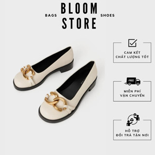  Giày nữ giày búp bê nữ CK đế cao 2cm mũi tròn xích vàng  sang trọng hàng Fullbox D096 