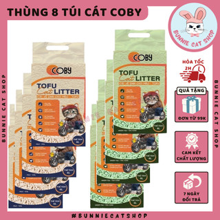 Cát vệ sinh cho mèo, cát đậu nành coby tofu 6l thùng 8 túi siêu khử mùi tiết kiệm - bunnie cat shop