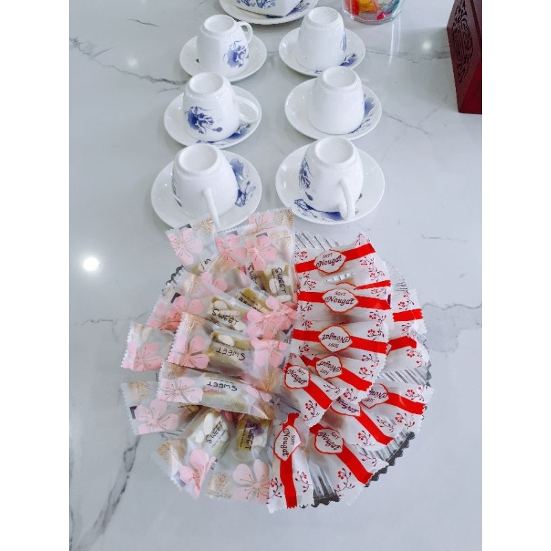 Kẹo Nougat vị trà xanh matcha 0.5kg kẹo hạnh phúc kẹo hạt kẹo ít ngọt