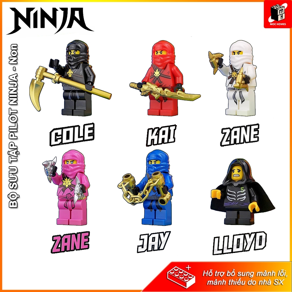 Đồ chơi lắp ráp bộ 6 nhân vật Minifigures Ninja go Pilot-Non