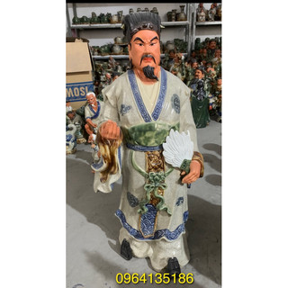 Tượng Khổng Minh h50cm men rạn gốm sứ Bát Tràng